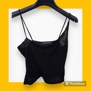 PrettyLittleThing Black Sheer Knit Asymmetrical Tank 6